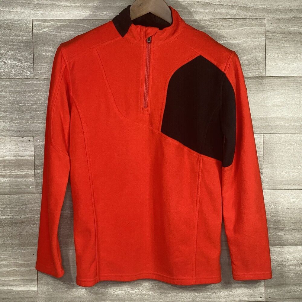 Spyder Raider 1/4 Zip Pullover Sweater Womens L Fleece Orange Black EUC
